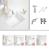 White Undermount Rectangle Vitreous China Bathroom Sink Image - 14