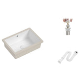 White Undermount Rectangle Vitreous China Bathroom Sink Image - 15