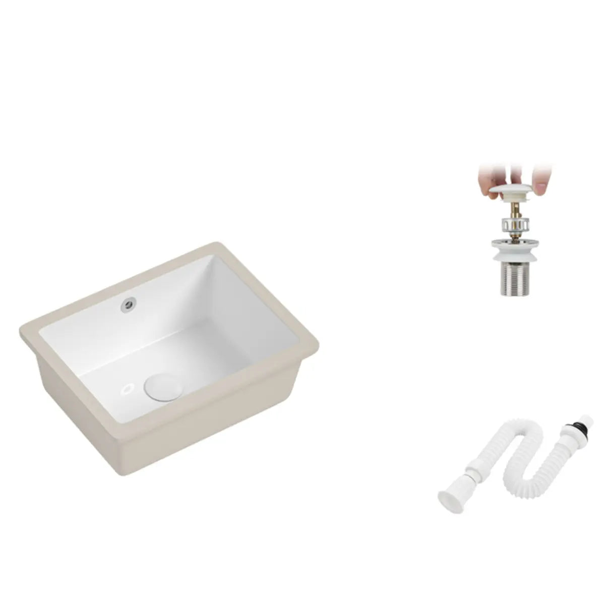 White Undermount Rectangle Vitreous China Bathroom Sink Image - 17