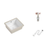 White Undermount Rectangle Vitreous China Bathroom Sink Image - 19