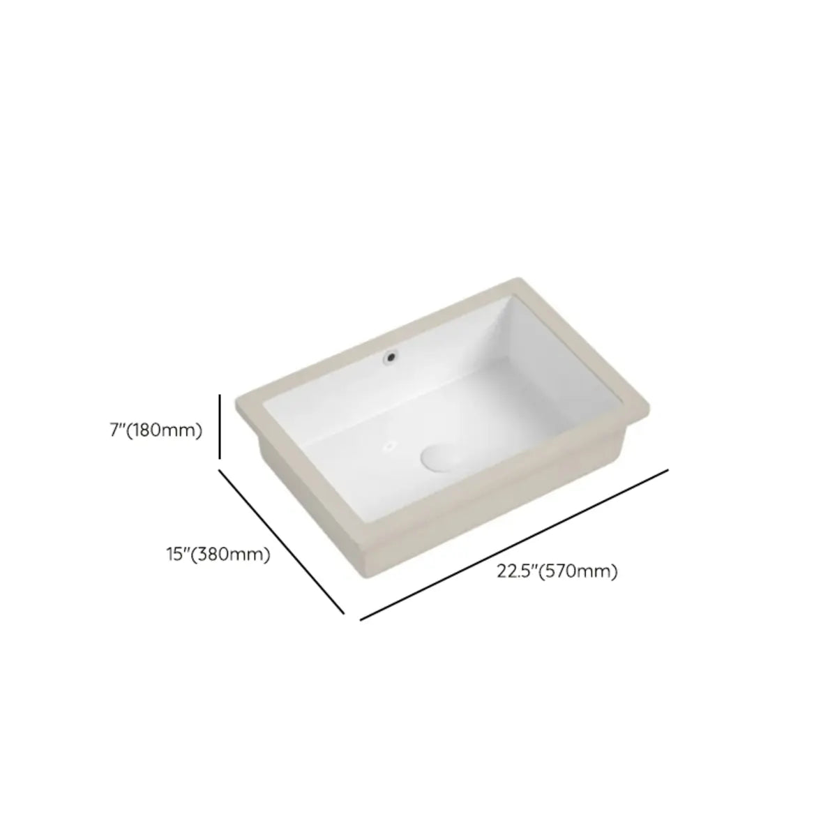 White Undermount Rectangle Vitreous China Bathroom Sink Image - 22