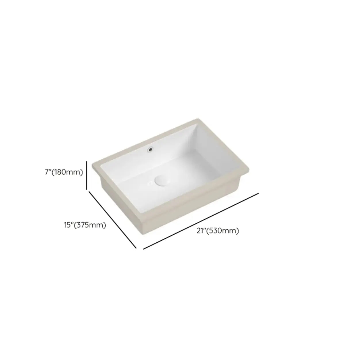 White Undermount Rectangle Vitreous China Bathroom Sink Image - 23