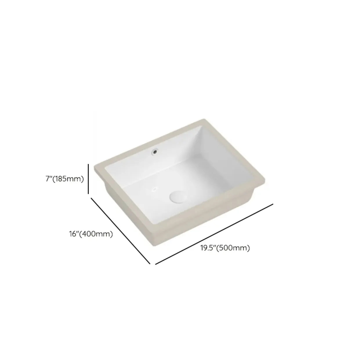 White Undermount Rectangle Vitreous China Bathroom Sink Image - 24