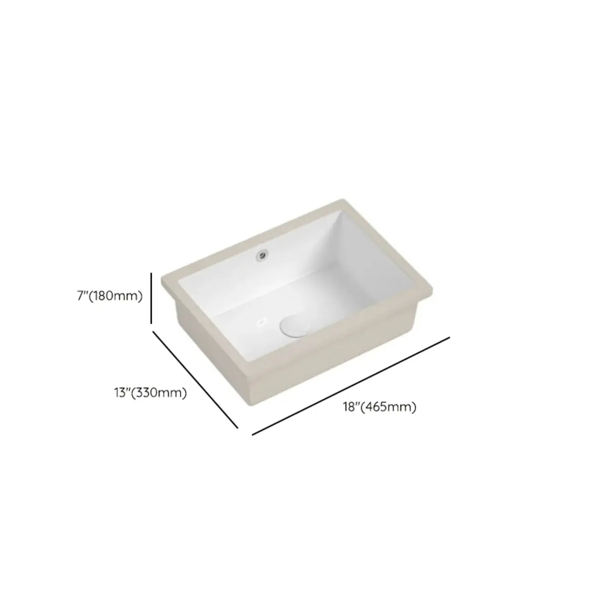 White Undermount Rectangle Vitreous China Bathroom Sink Image - 25