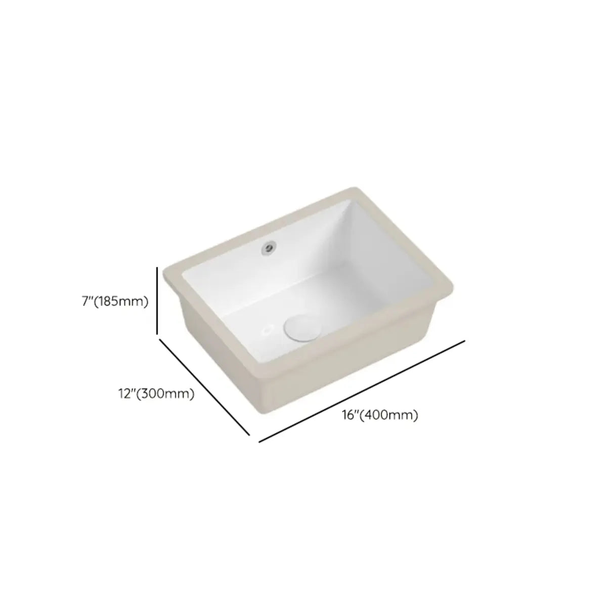 White Undermount Rectangle Vitreous China Bathroom Sink Image - 26