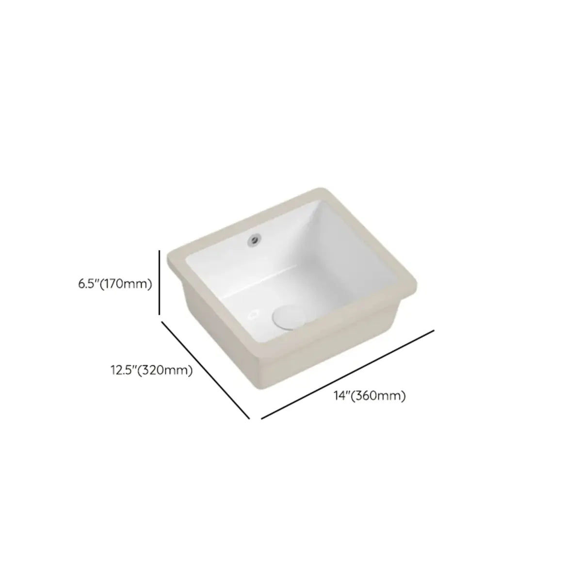 White Undermount Rectangle Vitreous China Bathroom Sink Image - 27