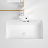 White Undermount Rectangle Vitreous China Bathroom Sink Image - 3