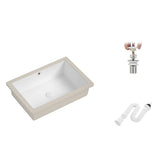 White Undermount Rectangle Vitreous China Bathroom Sink Image - 5