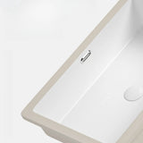 White Undermount Rectangle Vitreous China Bathroom Sink Image - 7