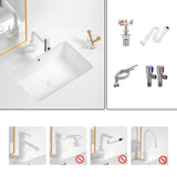 White Undermount Rectangle Vitreous China Bathroom Sink Image - 8