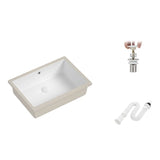 White Undermount Rectangle Vitreous China Bathroom Sink Image - 9