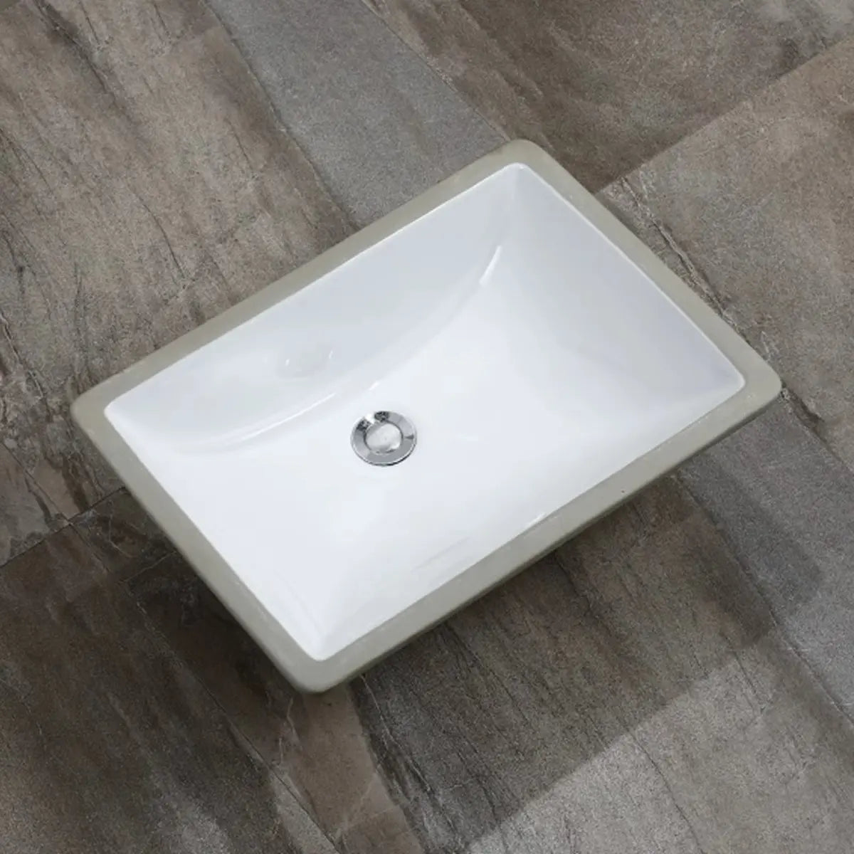 White Undermount Rectangular Ceramic Bathroom Sink Image - 1