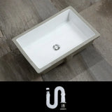 White Undermount Rectangular Ceramic Bathroom Sink Image - 11