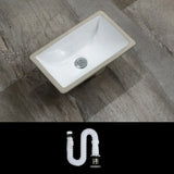 White Undermount Rectangular Ceramic Bathroom Sink Image - 12