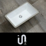 White Undermount Rectangular Ceramic Bathroom Sink Image - 14