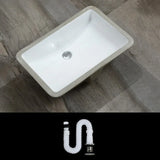 White Undermount Rectangular Ceramic Bathroom Sink Image - 17