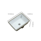 White Undermount Rectangular Ceramic Bathroom Sink Image - 22