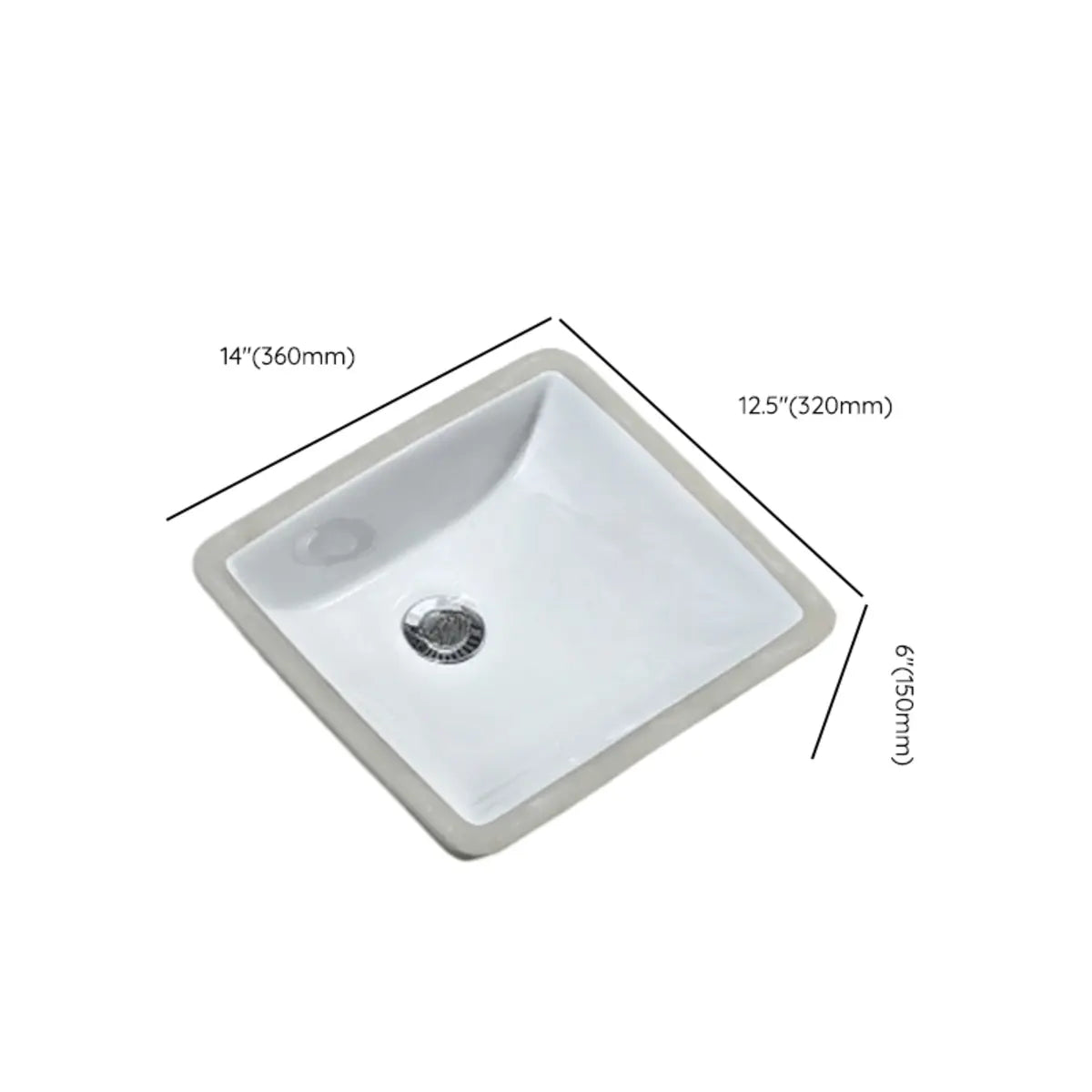 White Undermount Rectangular Ceramic Bathroom Sink Image - 23