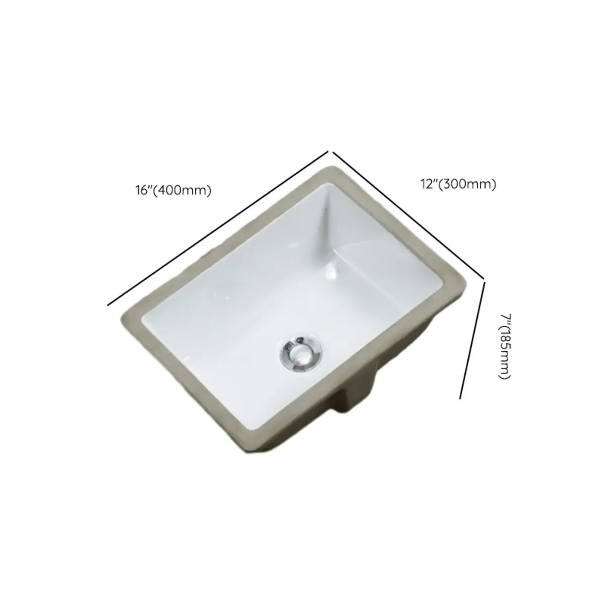 White Undermount Rectangular Ceramic Bathroom Sink Image - 24