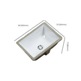 White Undermount Rectangular Ceramic Bathroom Sink Image - 24