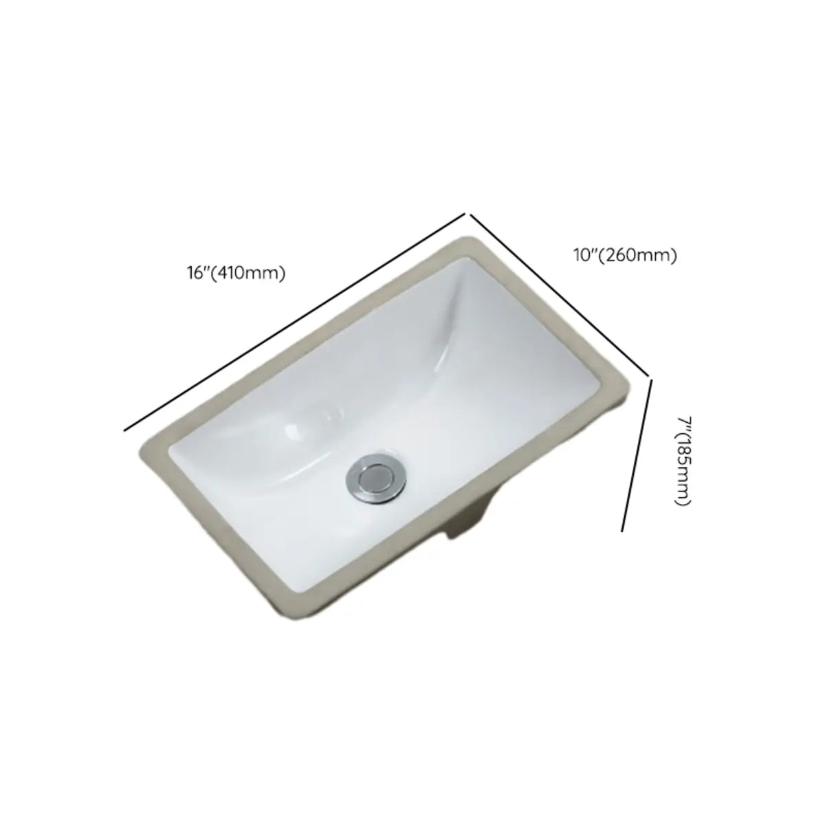 White Undermount Rectangular Ceramic Bathroom Sink Image - 25