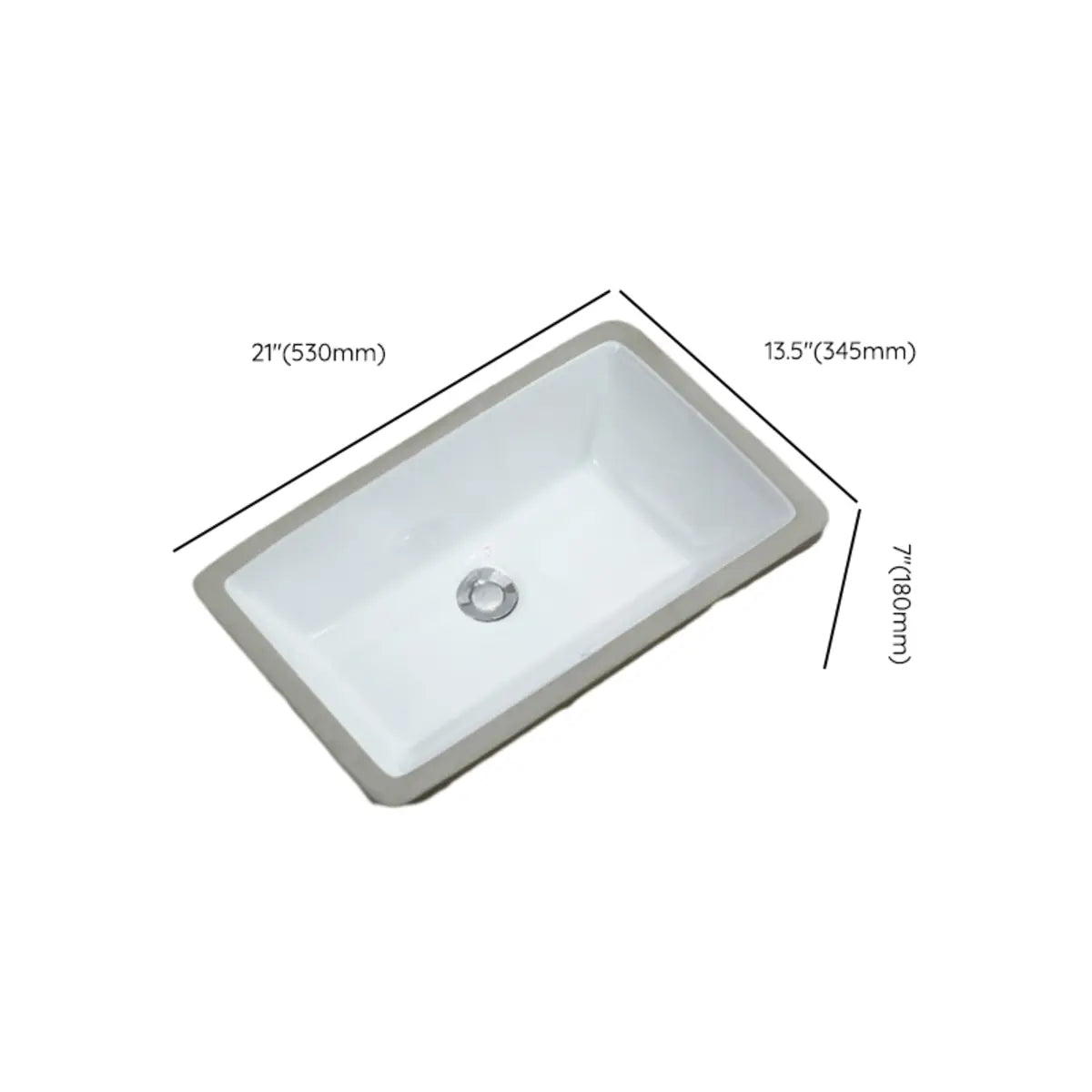 White Undermount Rectangular Ceramic Bathroom Sink Image - 26