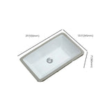 White Undermount Rectangular Ceramic Bathroom Sink Image - 26