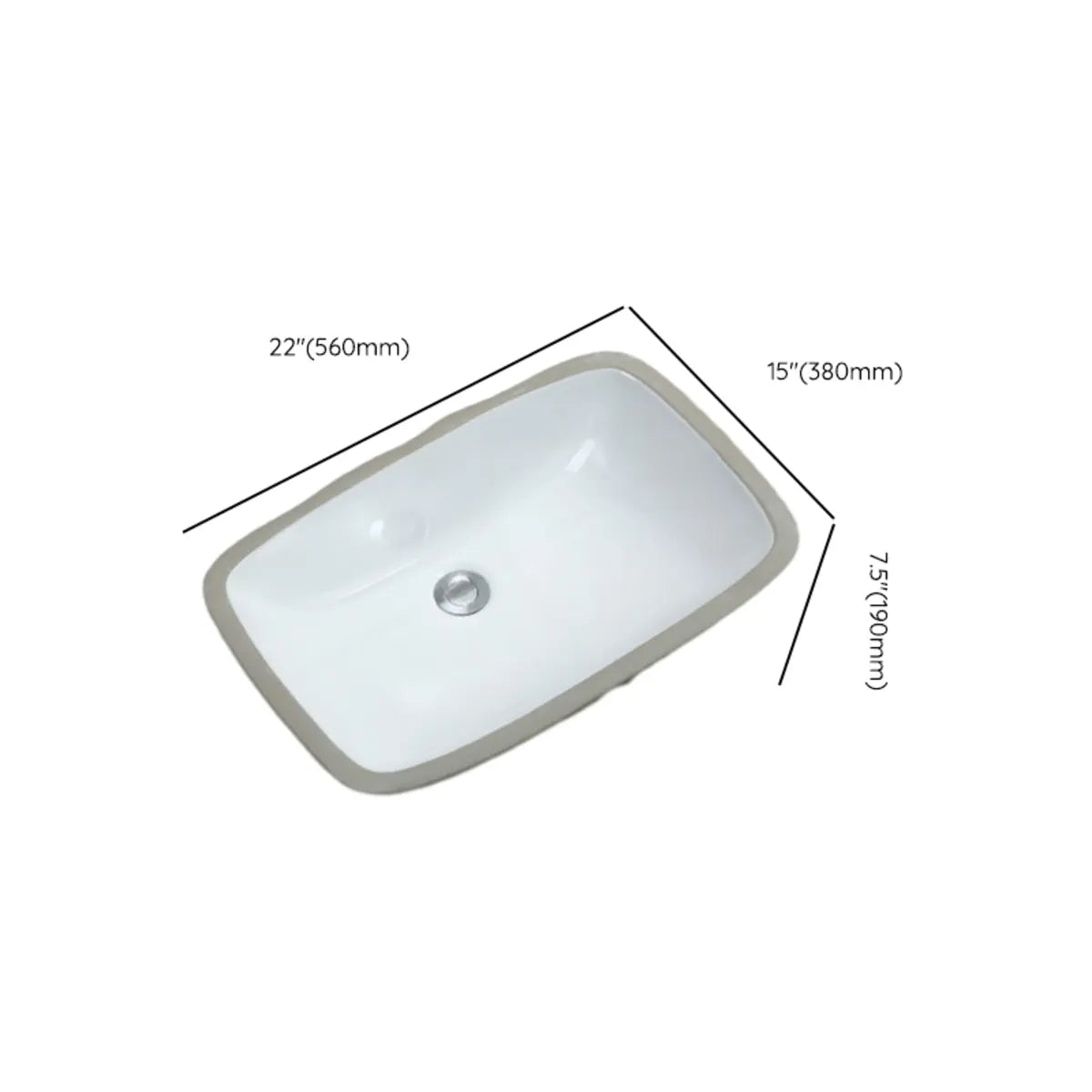 White Undermount Rectangular Ceramic Bathroom Sink Image - 29