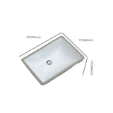 White Undermount Rectangular Ceramic Bathroom Sink Image - 30