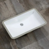 White Undermount Rectangular Ceramic Bathroom Sink Image - 5