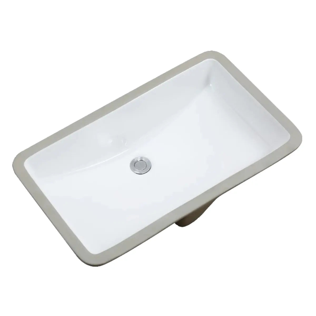 White Undermount Rectangular Ceramic Bathroom Sink Image - 7