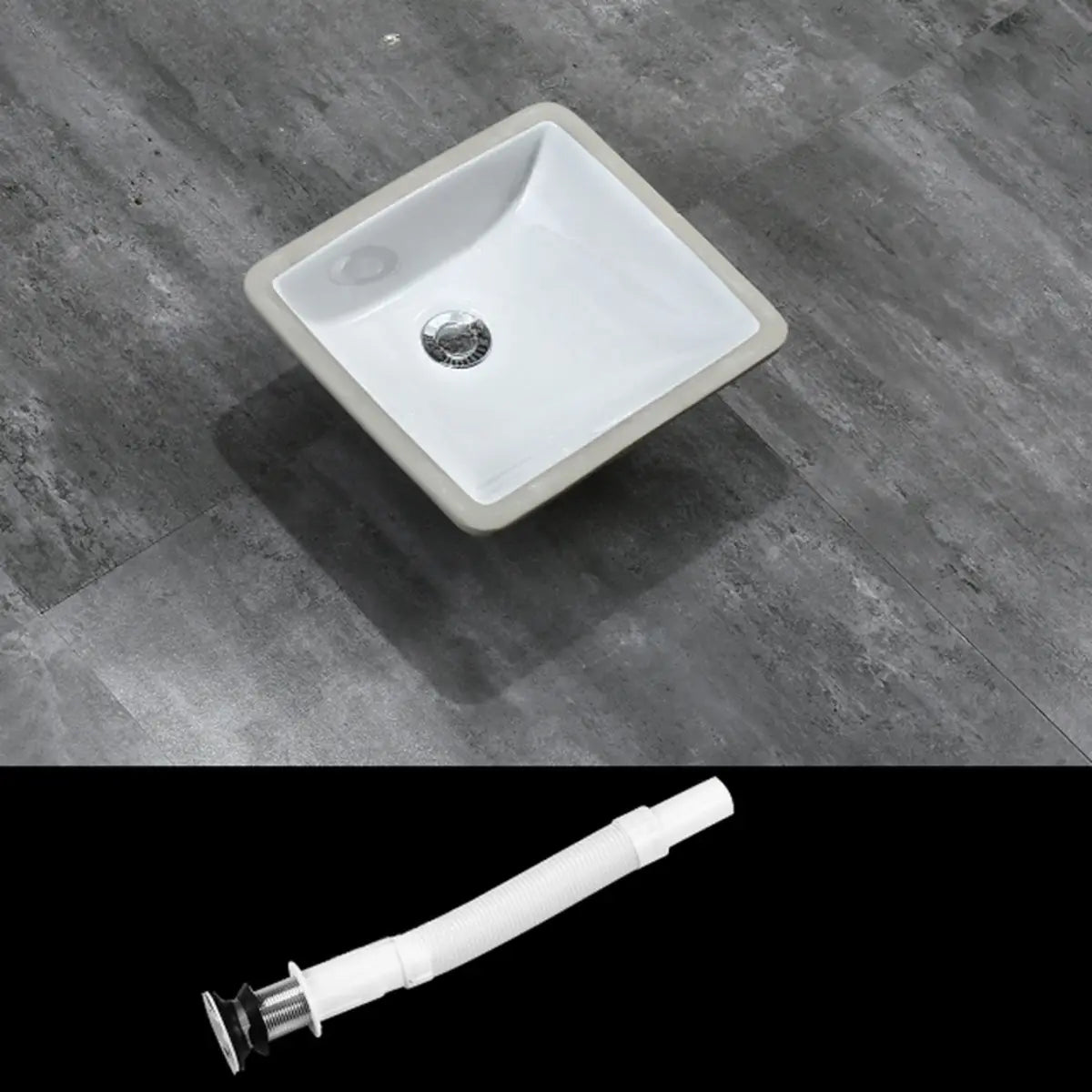 White Undermount Rectangular Ceramic Bathroom Sink Image - 9