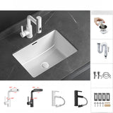 White Undermount Rectangular Ceramic Bathroom Sinks Image - 16