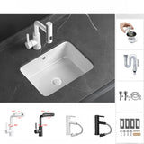 White Undermount Rectangular Ceramic Bathroom Sinks Image - 17