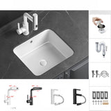 White Undermount Rectangular Ceramic Bathroom Sinks Image - 18