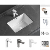 White Undermount Rectangular Ceramic Bathroom Sinks Image - 21