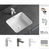 White Undermount Rectangular Ceramic Bathroom Sinks Image - 24