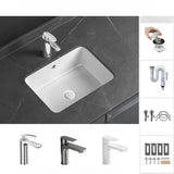 White Undermount Rectangular Ceramic Bathroom Sinks Image - 25