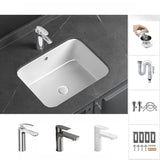 White Undermount Rectangular Ceramic Bathroom Sinks Image - 26