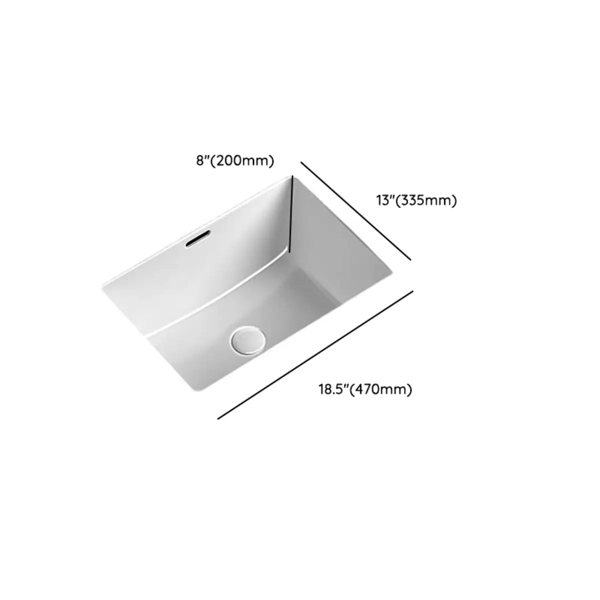 White Undermount Rectangular Ceramic Bathroom Sinks 