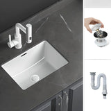 White Undermount Rectangular Ceramic Bathroom Sinks Image - 3