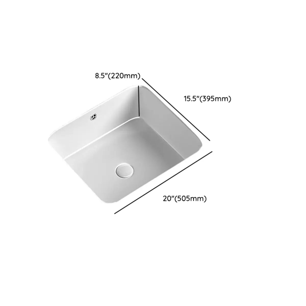 White Undermount Rectangular Ceramic Bathroom Sinks Image - 32