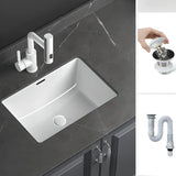 White Undermount Rectangular Ceramic Bathroom Sinks Image - 5