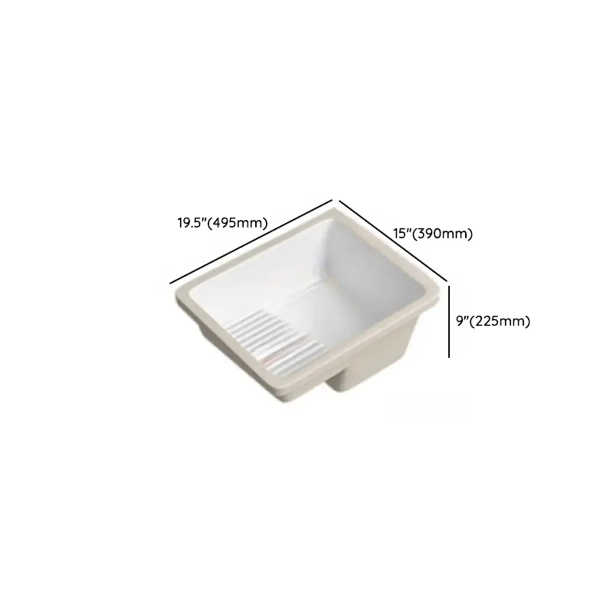 White Undermount Rectangular Ceramic Right Trapway Sink 