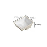 White Undermount Rectangular Ceramic Right Trapway Sink #size