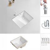 White Undermount Rectangular Ceramic Right Trapway Sink Image - 2