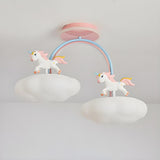 White Unicorn and Cloud Ambient Semi-Flush Mount Light  Image - 7