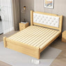 White Upholstered Headboard Tufted Queen Panel Bed Image - 2