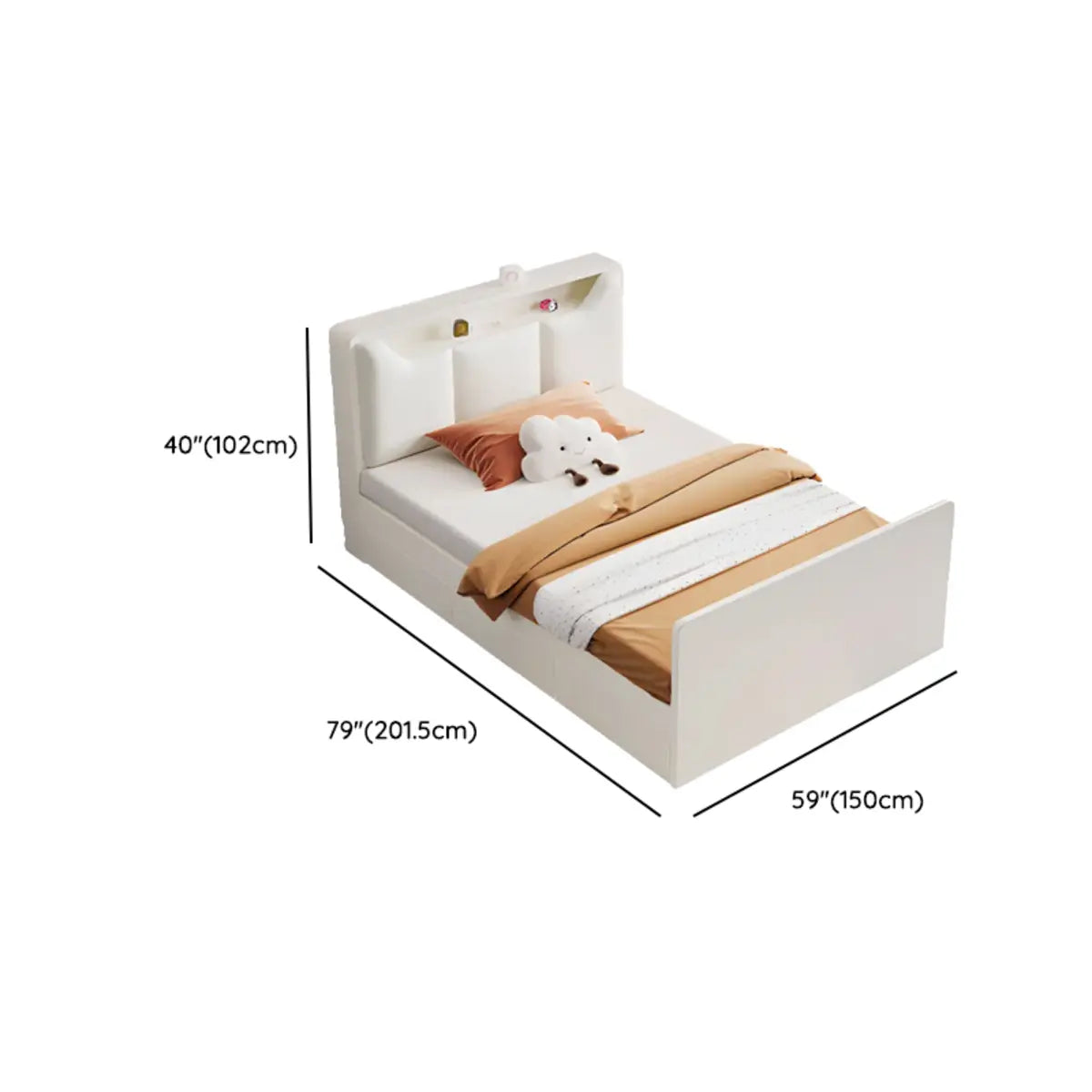 White Upholstered Low Clearance Kids Bed with Drawers 