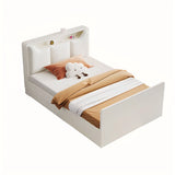 White Upholstered Low Clearance Kids Bed with Drawers Image - 2